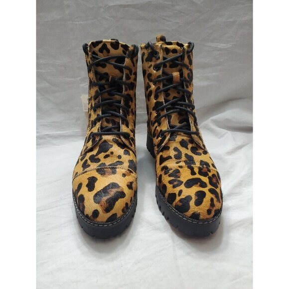 Myra Leopard Leather Inertia Boots Size 9 Lug Sole Boho 90's Y2K Grunge Hipster - Picture 4 of 12